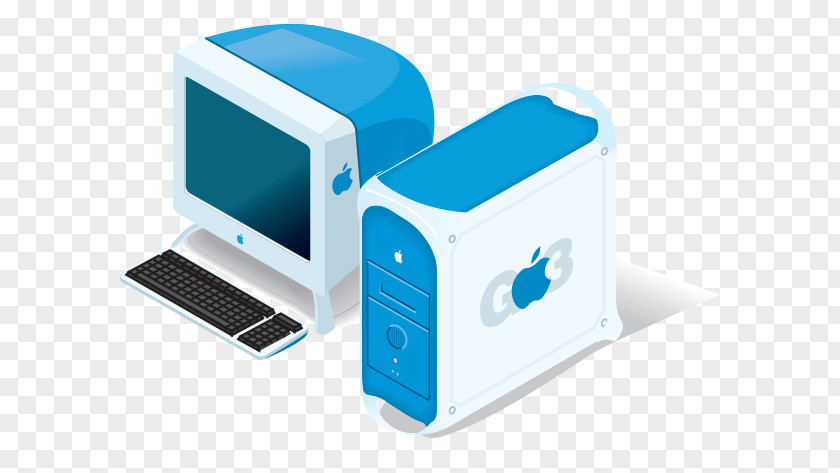 Vector Blue Cartoon Child Computer Macintosh Laptop Monitor PNG