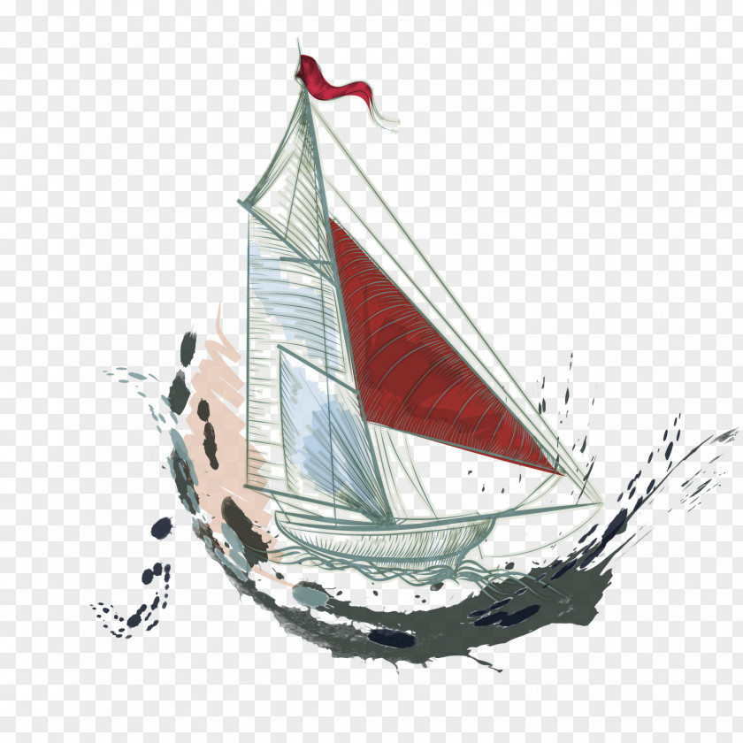 Vector Lake Boat Illustration PNG