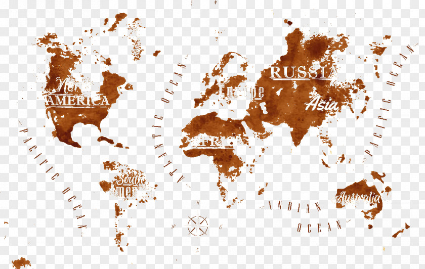 Retro Map Coffee World PNG