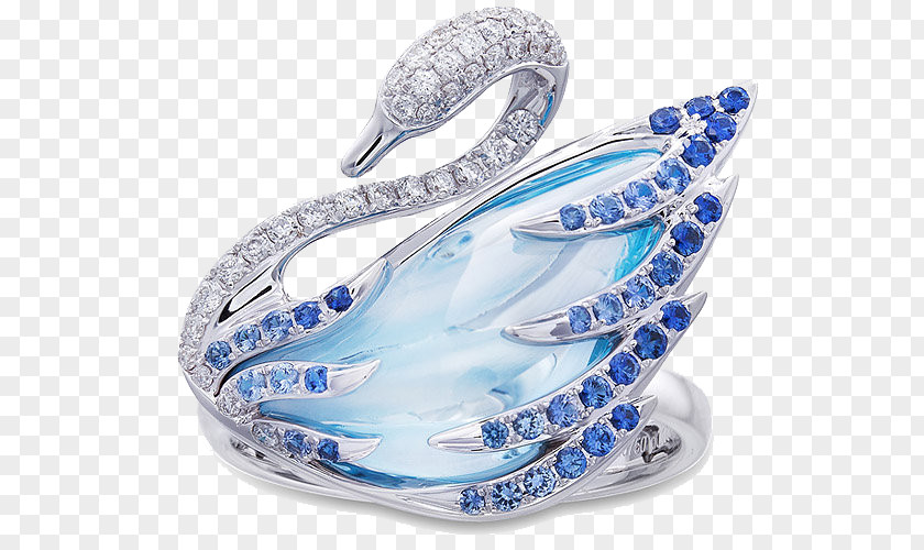 Swarovski Jewelry Blue Swan Ring Earring Jewellery Diamond Sapphire PNG