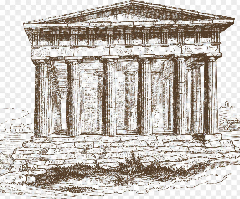 Vector Ancient Greece Old Buildings Temple Of Hephaestus Doric Order Ionic PNG