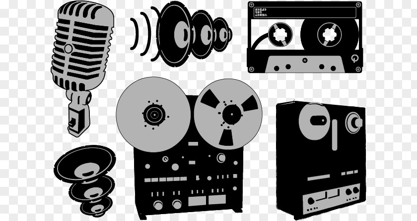Vector Megaphone Microphone Reel-to-reel Audio Tape Recording Compact Cassette Equipment PNG