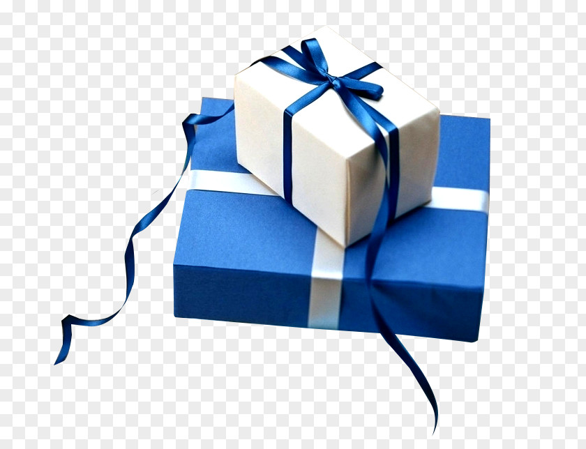 Blue White Gift Box Free To Pull The Material PNG