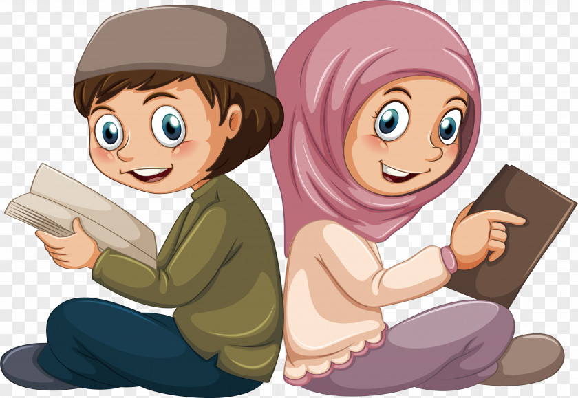 Reading Islamic Children Islam Muslim Boy Illustration PNG