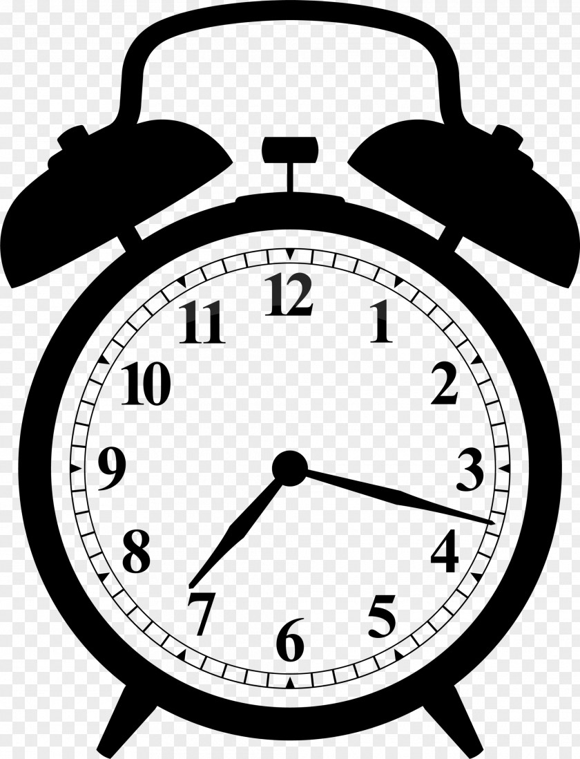 Black Simple Alarm Clock Face Clip Art PNG