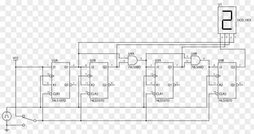 Circuit Diagram Counter 4-bit Electrical Network PNG