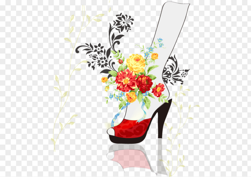 Flower High-heeled Shoe Slipper PNG