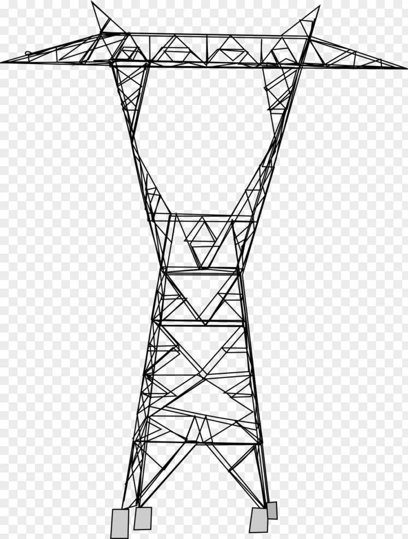 High Voltage Drawing Transmission Tower Electric Power Overhead Line PNG