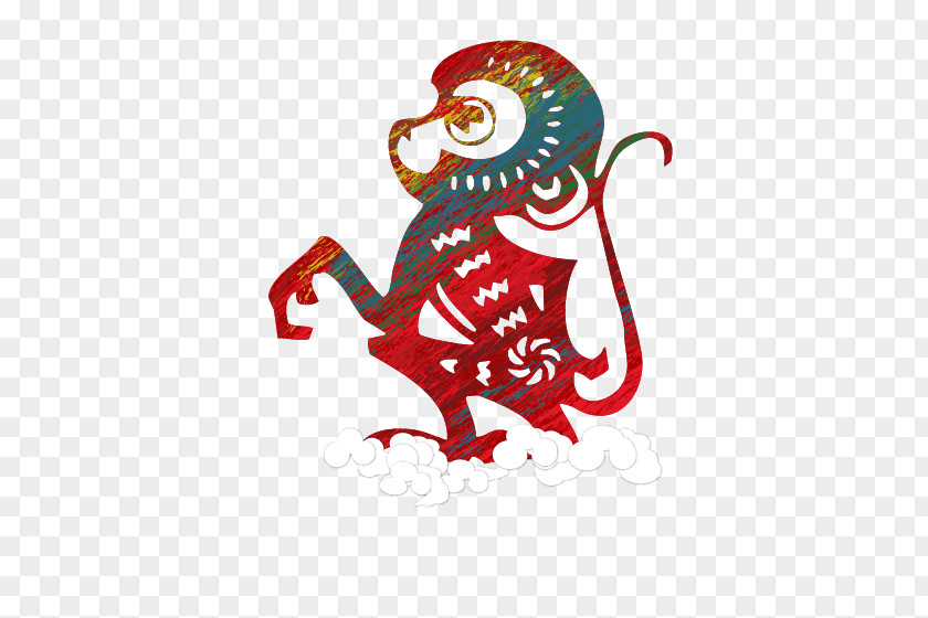 Paper-cut Vector Monkey Chinese Zodiac Feng Shui New Year PNG