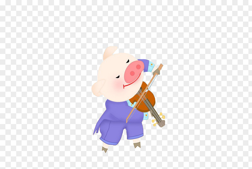 Violin Pig Domestic Cartoon Illustration PNG