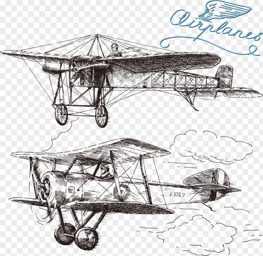 Hand-painted Aircraft Airplane Drawing Royalty-free Illustration PNG