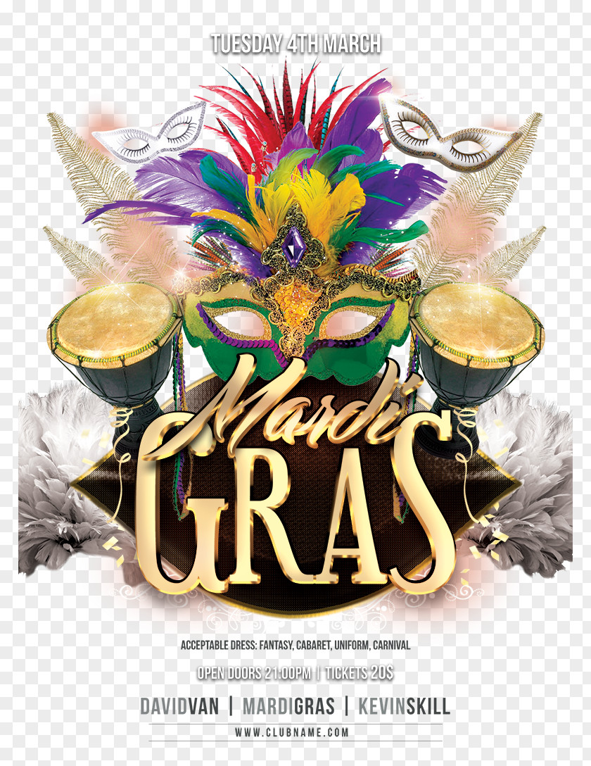 Masquerade Flyer Mardi Gras Advertising Carnival Marketing PNG