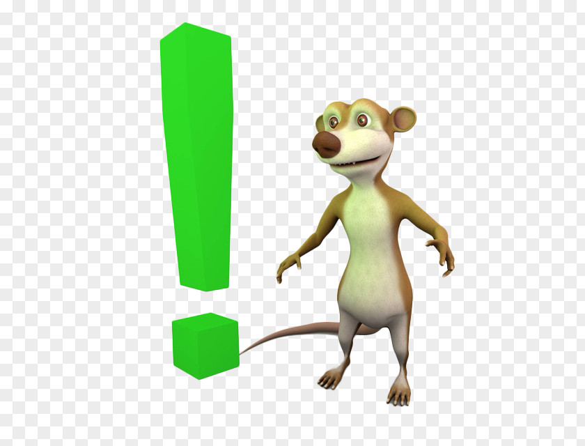 Stereo Cartoon Mouse And Green. Exclamation Mark Question Greinarmerki PNG