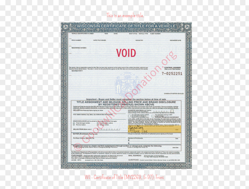 Car Vehicle Title Wisconsin PNG