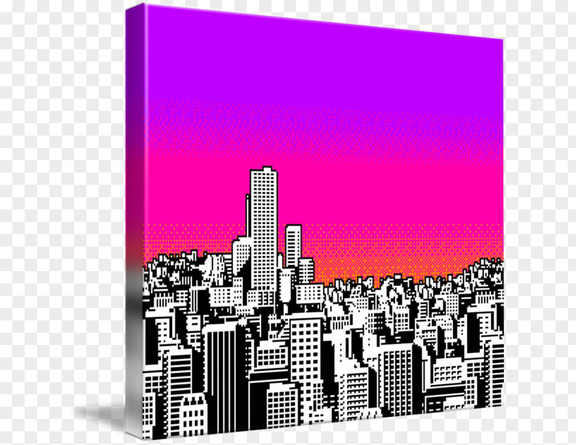 Cityscape Collage Image Art Desktop Wallpaper Vaporwave Pixel PNG