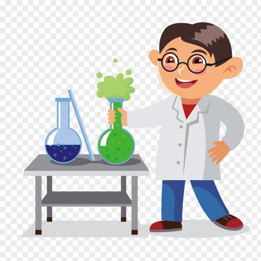 Vector Chemistry Teacher Cartoon Classroom Illustration PNG
