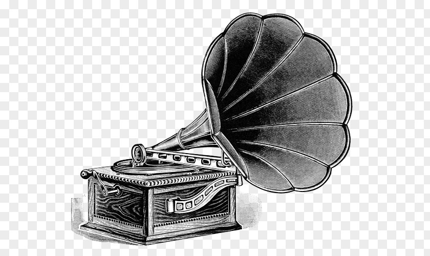 Dessin Gramophone Phonograph Record Clip Art Black And White Image PNG