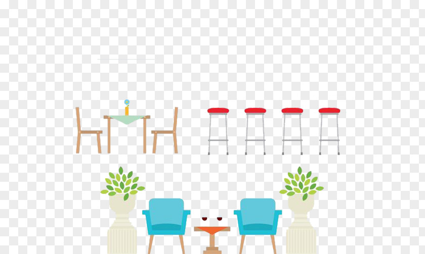 Simple Sofa Chair Table Furniture Restaurant PNG