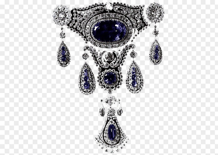 Deep Sapphire Necklace Earring Blue Gemstone PNG