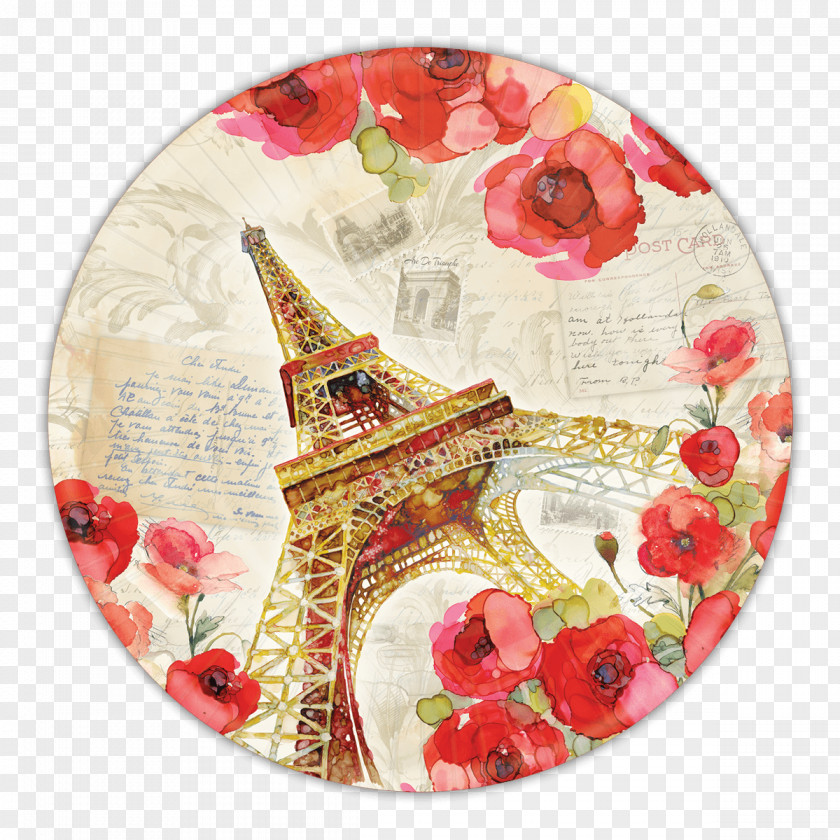 Distinguished Guest Plate Paris Floral Design Dessert Melamine PNG