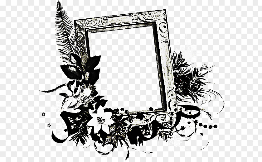 Interior Design Blackandwhite Flower Background Frame PNG