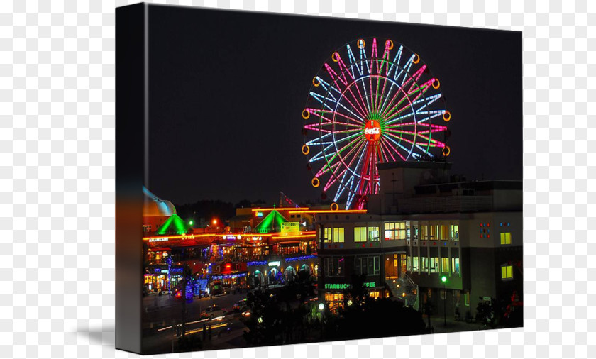 Painting American Village Okinawa Island Art Ferris Wheel PNG