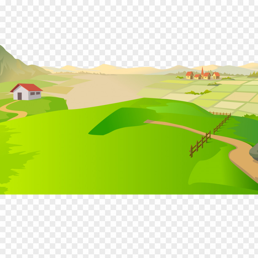Grass Field Landscape Vector Graphics Image Cartoon Drawing PNG