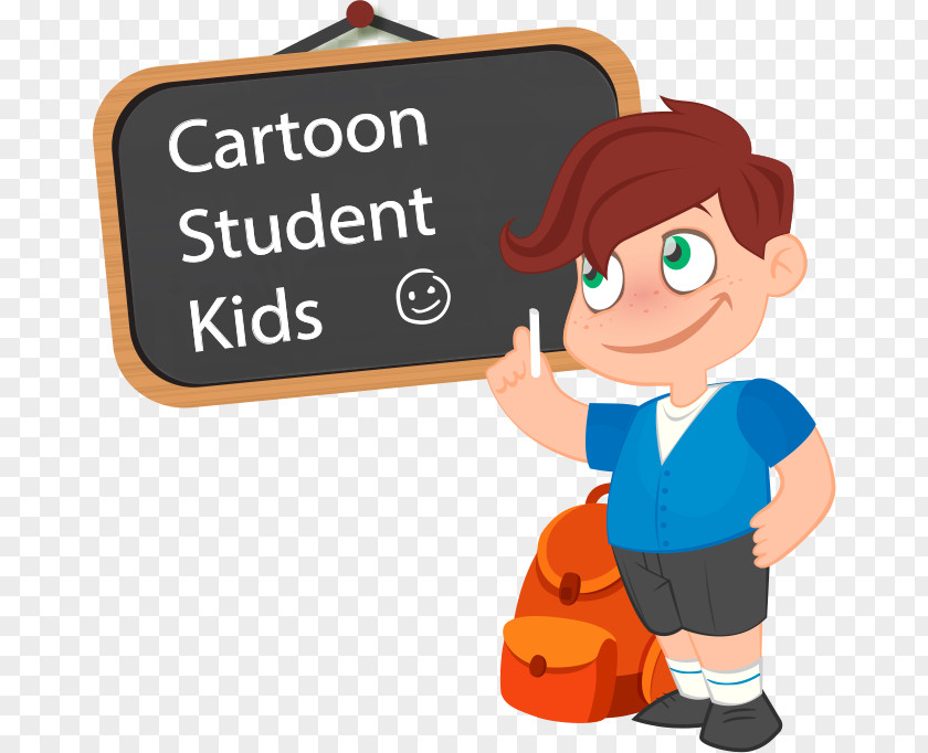 Vector Cartoon Student With Blackboard Child School Education PNG