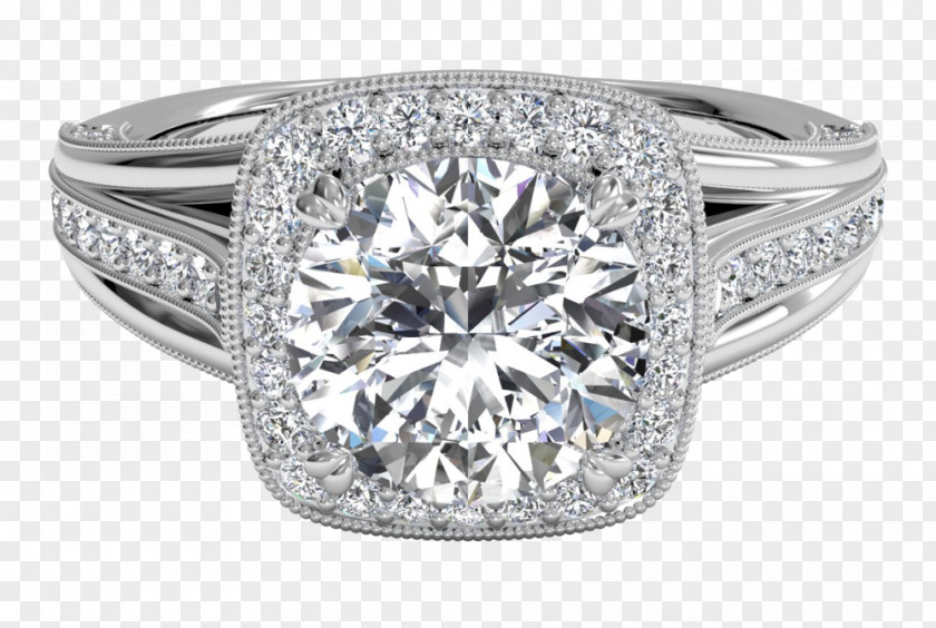 Glowing Halo Engagement Ring Wedding Jewellery Diamond PNG
