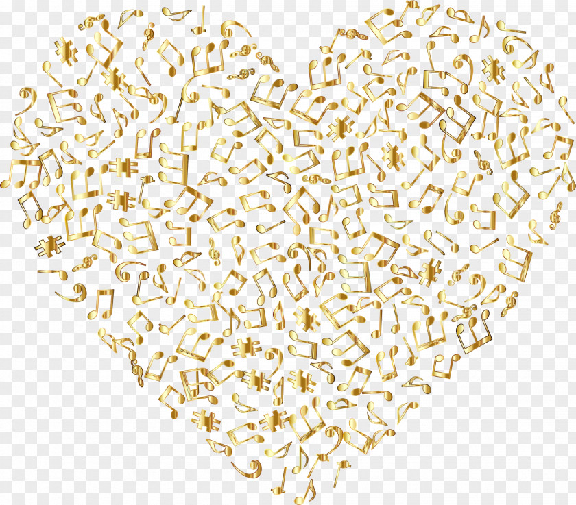 Gold Background Heart Musical Theatre Note Clip Art PNG
