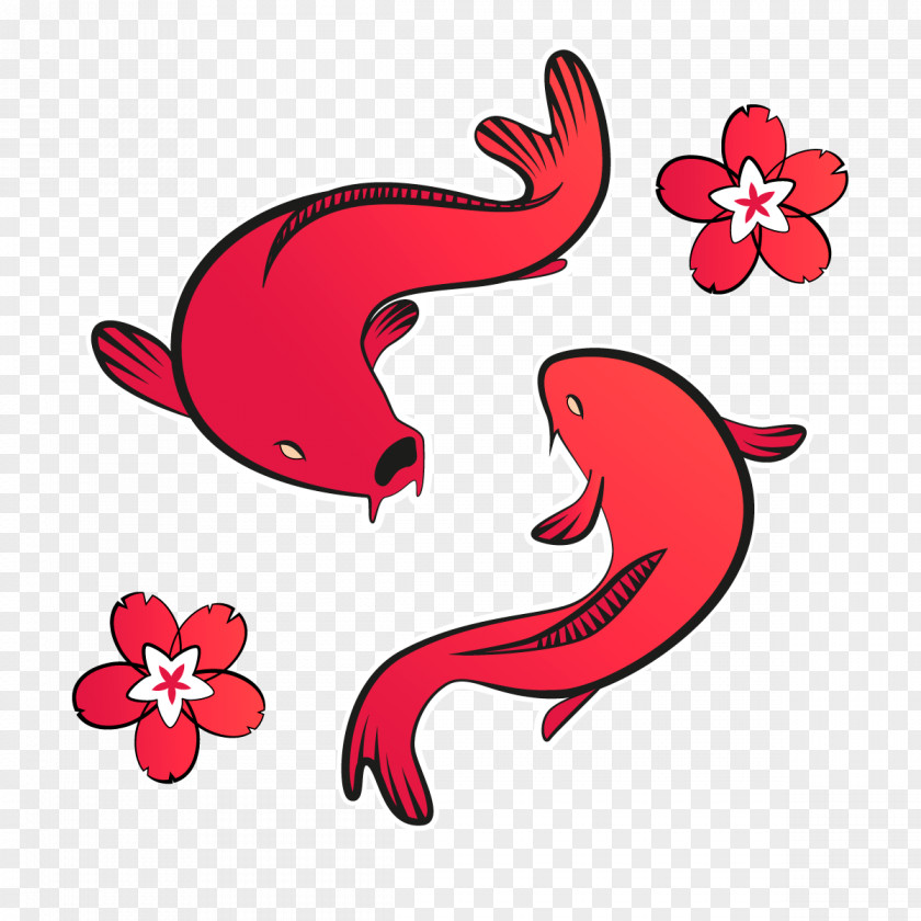 Vector Red Pisces Paper Sticker Decal Wallpaper PNG