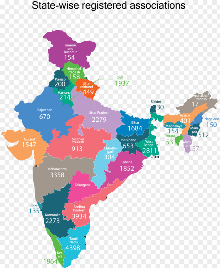 India States And Territories Of Vector Map PNG