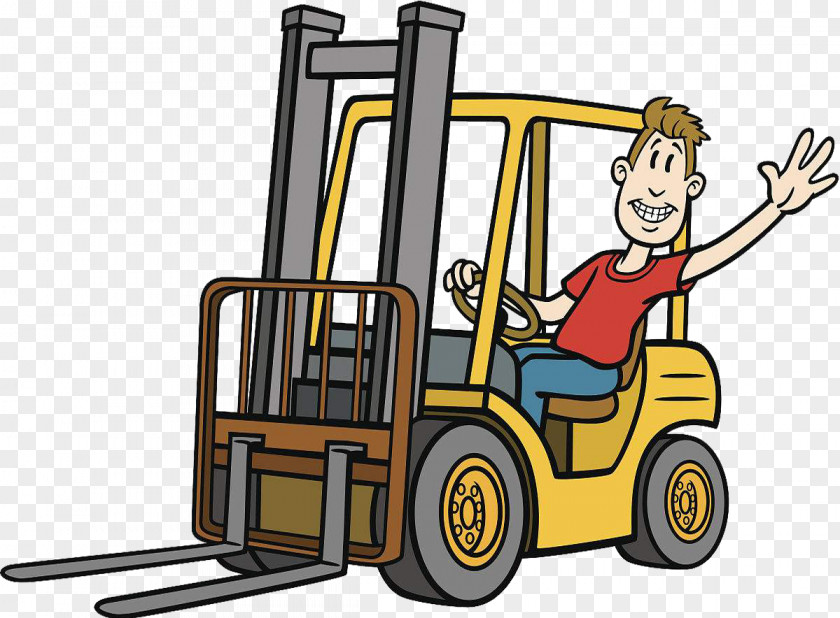 Open The Dump Truck Forklift Cartoon Heavy Equipment Illustration PNG