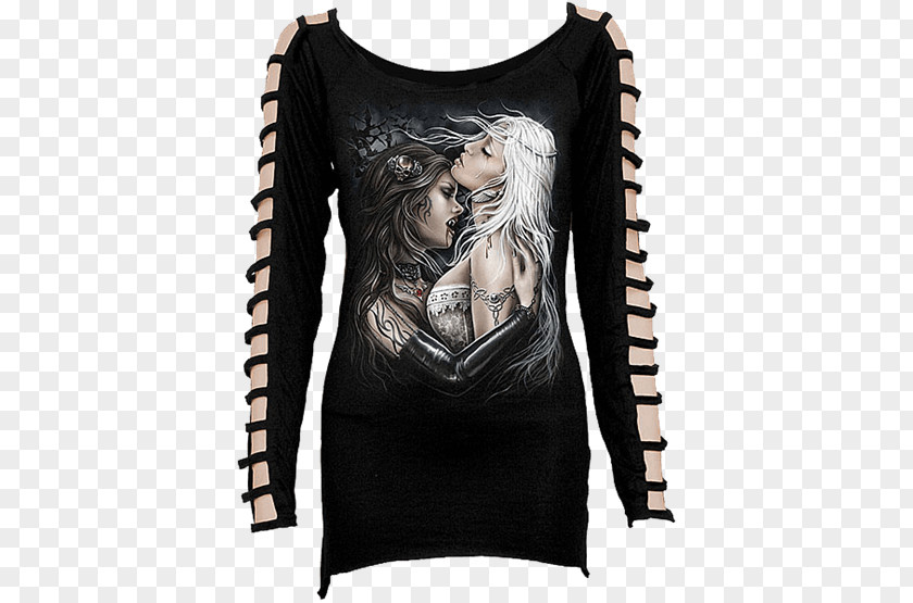 T-shirt Long-sleeved Top Gothic Fashion PNG