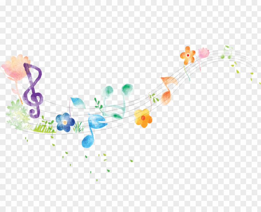 Flower Musical Elements Wallpaper PNG