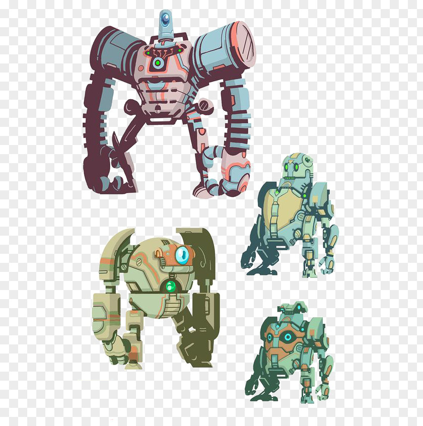 Retro Robot War Robots Battle Droid Model Sheet Illustration PNG
