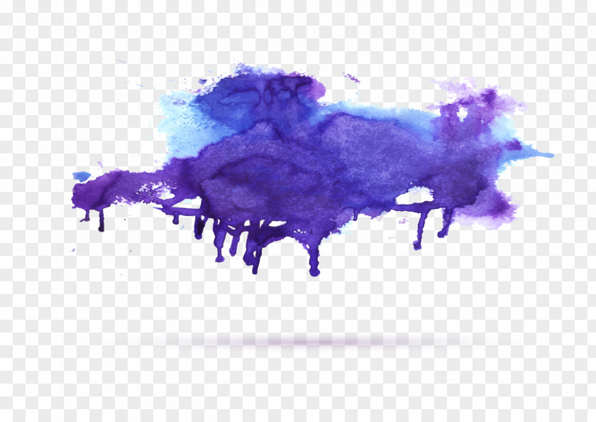Purple Watercolor Ink Painting PNG