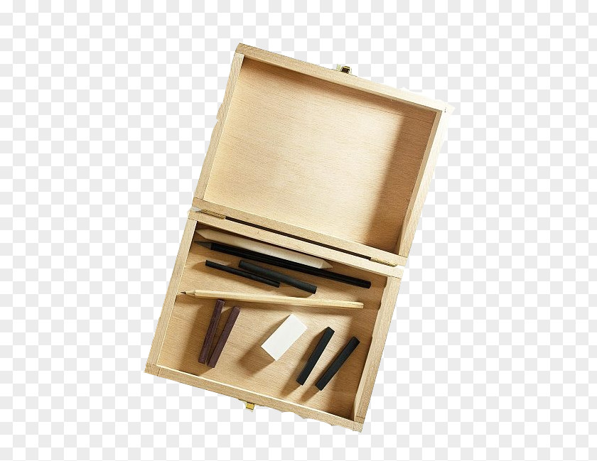 Wood Storage Box Pencil Drawing Sketch PNG