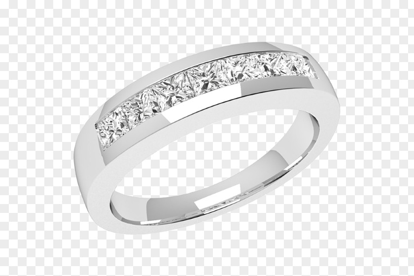 Princess Cut Infinity Band Wedding Ring Diamond Eternity PNG