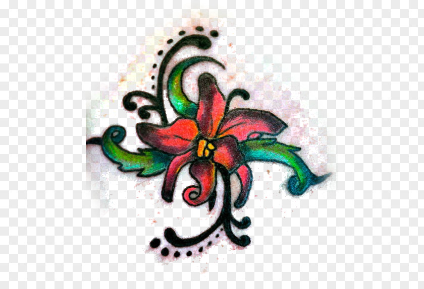 Flower Abziehtattoo Orchids India Ink PNG