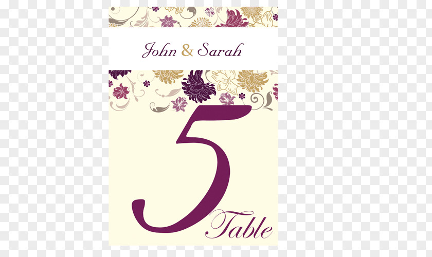 Purple Flowers Card Invitation Table Paper Wedding Shelf Number PNG