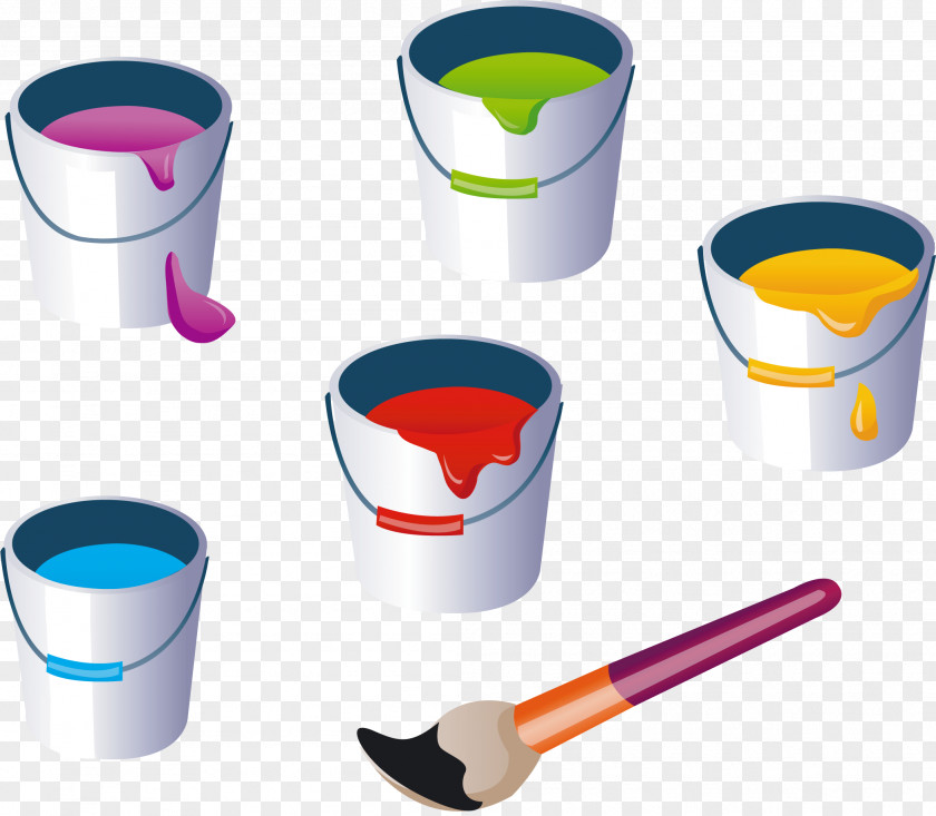 Bucket Painting Brush Clip Art PNG