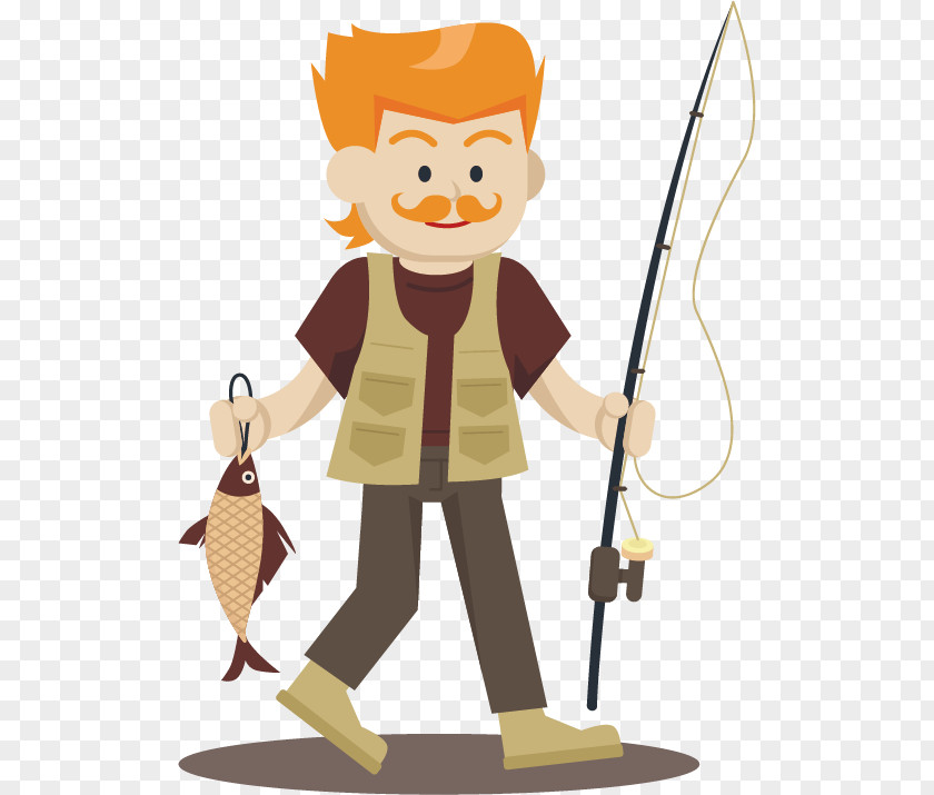 Vector Man Fishing Angling Illustration PNG