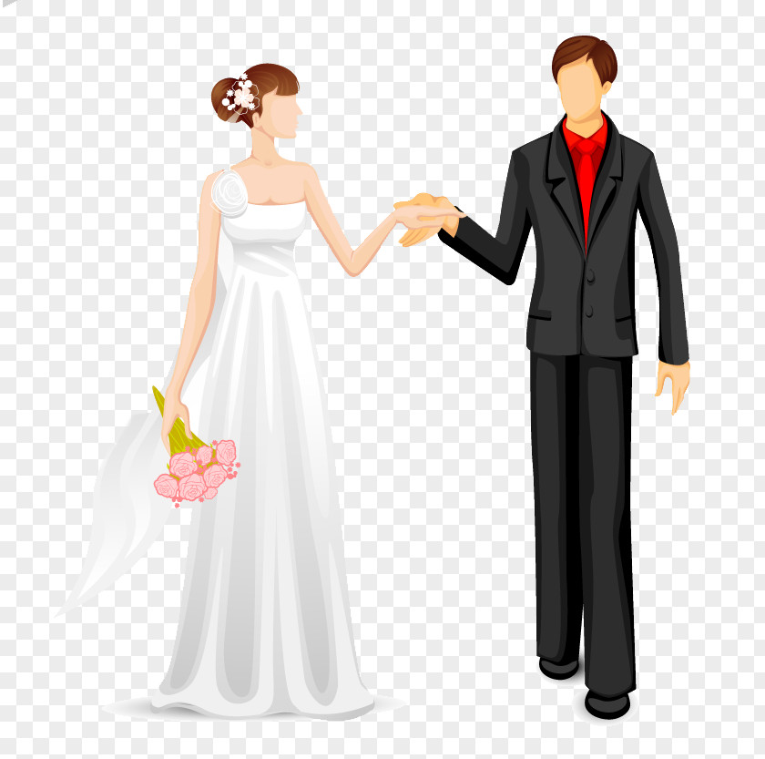 Creative Wedding Bride And Groom Cartoon Image Royalty-free Marriage Illustration PNG
