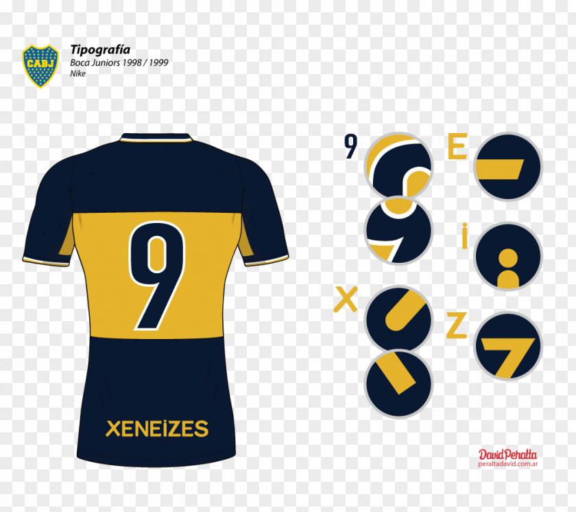 T-shirt Jersey Boca Juniors Logo Typography PNG