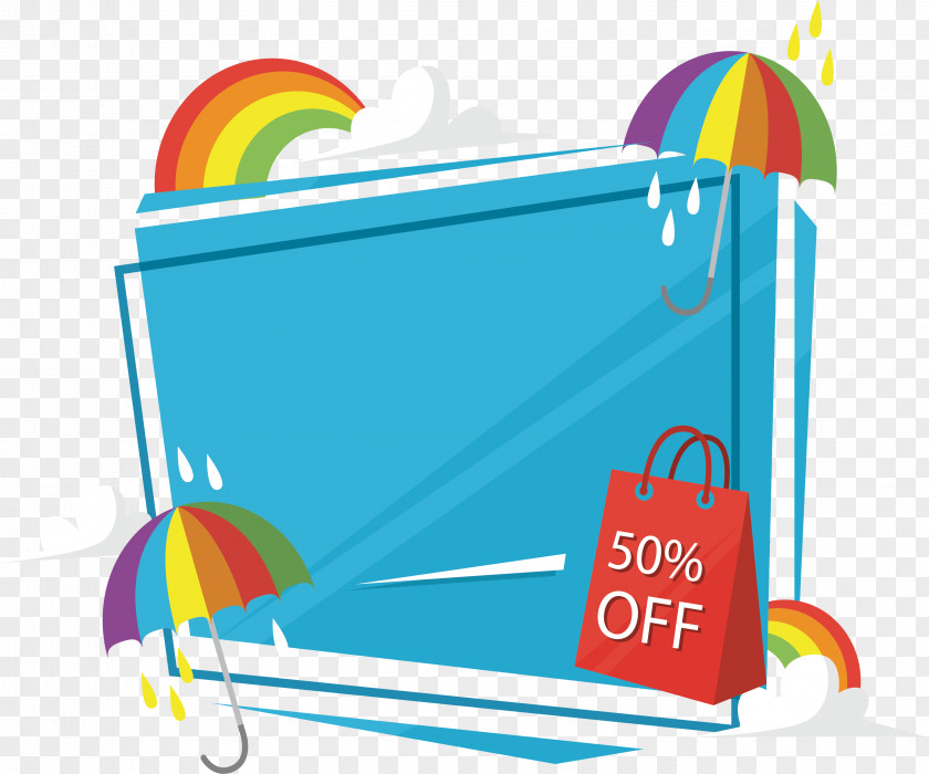 Rainbow Umbrella Discount Poster Graphic Design PNG