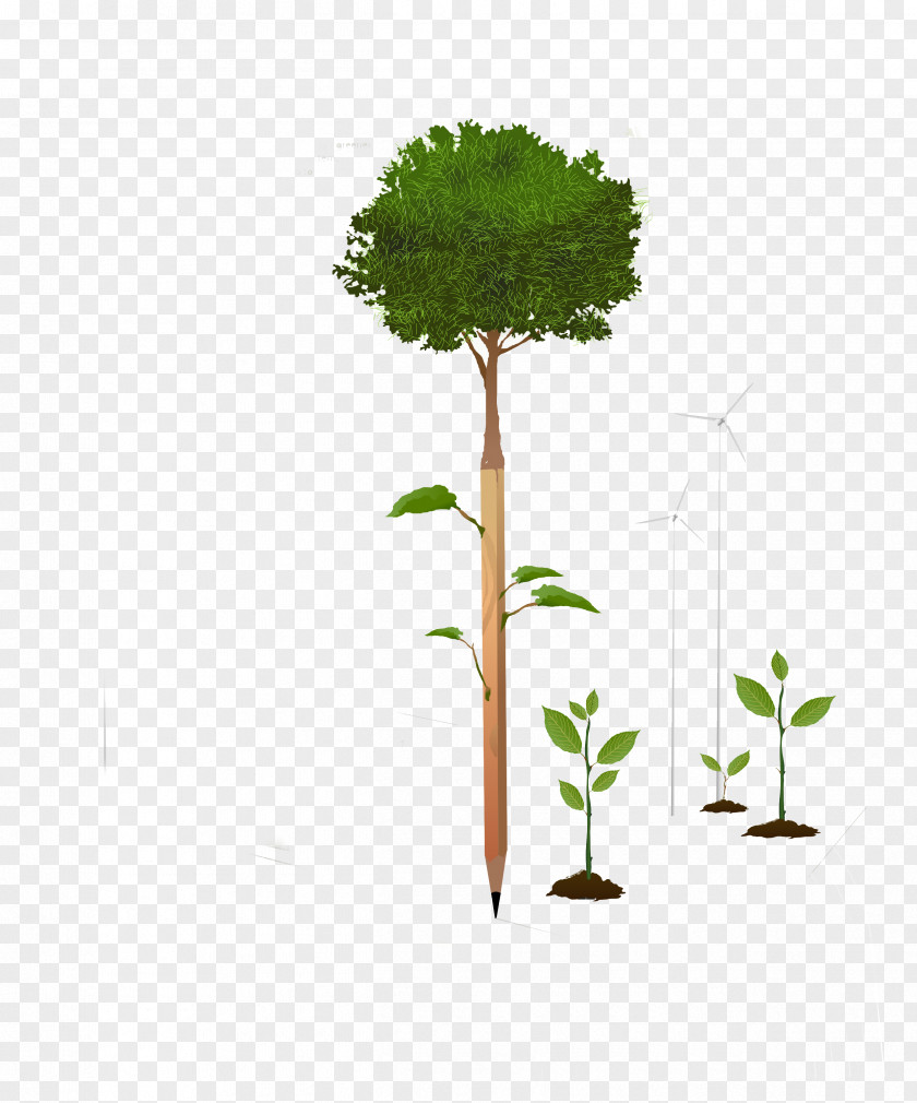 Creative Design Pencil Environmental Trees Protection Energy Conservation PNG