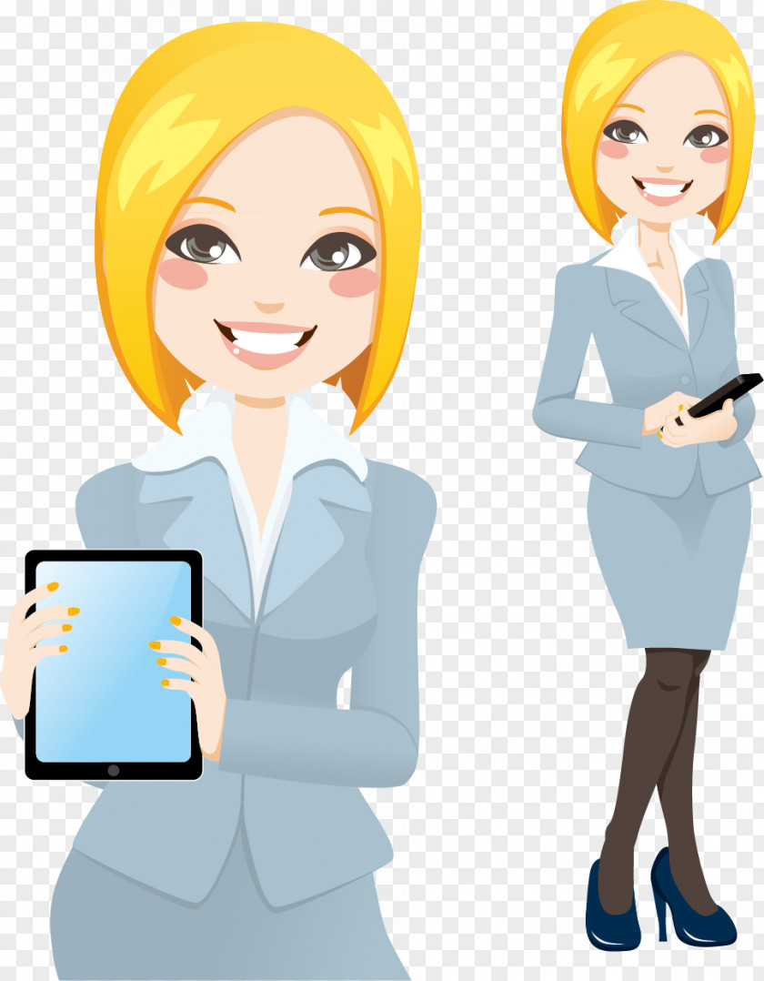Business Career Woman Vector Material Cartoon Illustration PNG