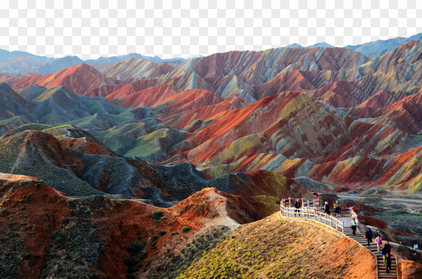 Watercolor Wind Desertification Zhangye National Geopark Grand Prismatic Spring China Danxia Landform Gansu PNG