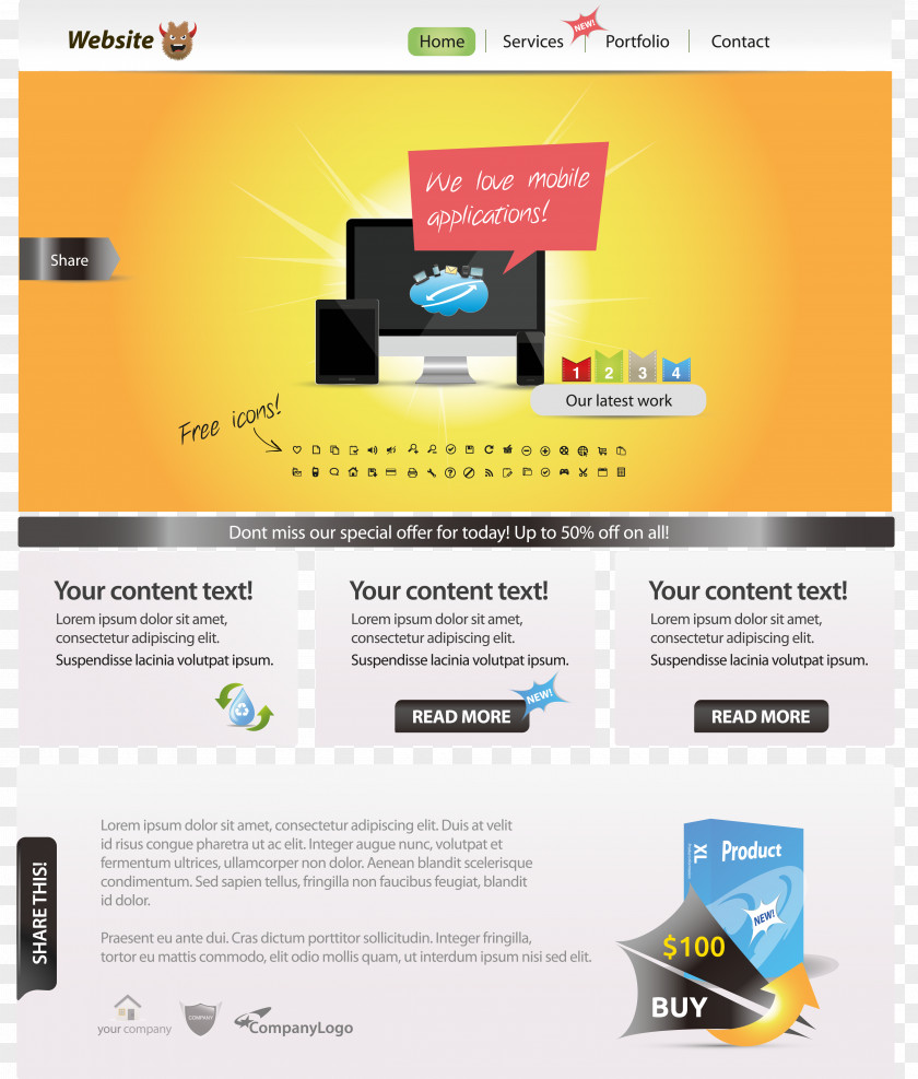 Beautifully Web Design Page Template System PNG